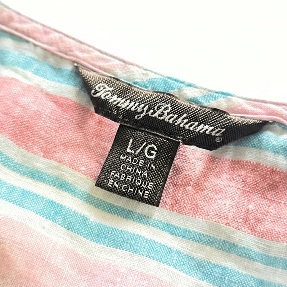 Women's [L] Kohala Stripe 1/4 Zip Linen Sleeveless Blouse | Tommy Bahama