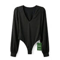 Women's [M] Flowy Sleeve V Neck Bodysuit | Halara