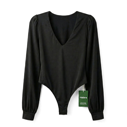 Women's [M] Flowy Sleeve V Neck Bodysuit | Halara