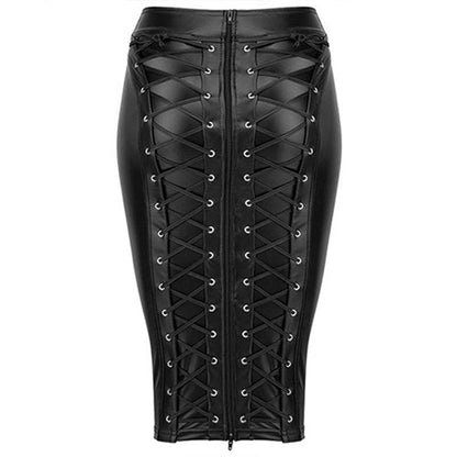 Lace Up Zip Mid Skirt