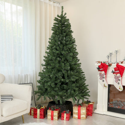 6ft Artificial Christmas Trees with Auto Open and Steel Base, Green