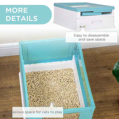 Top Entry Enclosed Kitty Litter Box with Scoop, Tray, Front Entry, Large Space, Foldable, Portable, Grey