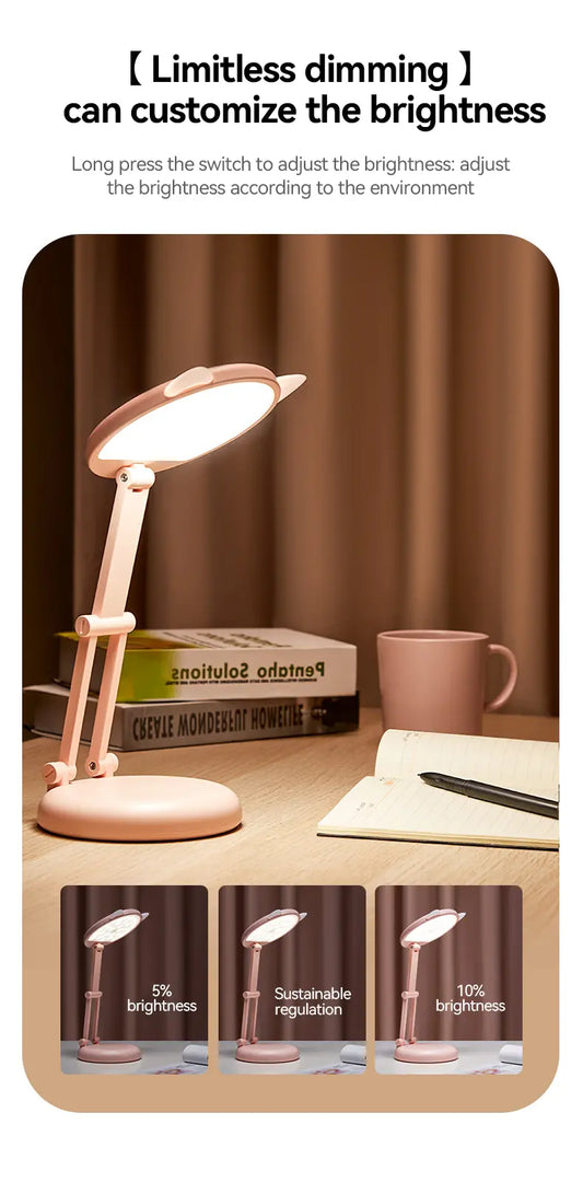 Cute Touch Control LED Desk Lamp - Portable Pink Cat Ear