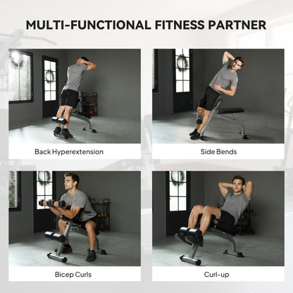Roman Chair Back Extension Machine, Height Adjustable Hyperextension Bench, 38" x 26.8" x 27.2–43.3", Silver Tone