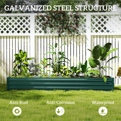 8'x2'x1' Galvanized Raised Bed, Large Elevated Planter Box for Growing Flowers, Herbs and Vegetables, Dark Grey