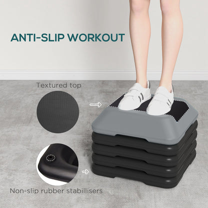 5-Level Height Adjustable Stepper, Aerobic Exercise Step Platform, 4" 6" 8" 10" 12", Blue