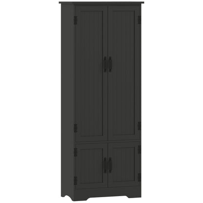 48" 4-Door Storage Cabinet Multi-Storey Large Space Pantry with Adjustable Shelves Black