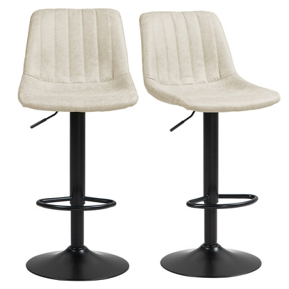 Adjustable Bar Stools Set of 2, Leathaire Swivel Barstools with Back and Footrest, Upholstered Bar Chairs for Kitchen, Dining Room, Home Pub, Brown
