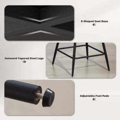 Reece 26" Counter Height Stools with Swivel and Backrest-Set of 2-Dark Grey