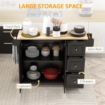 Kitchen Island on Wheels, Kitchen Cart with Drop Leaf, Drawers, Grey