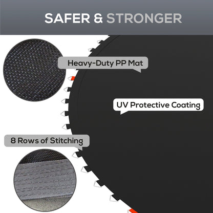 Trampoline Replacement Mat, Fits 14' Trampoline w/ 80 V-Hooks & 5.5" Springs (Spring & Frame not Included), Black