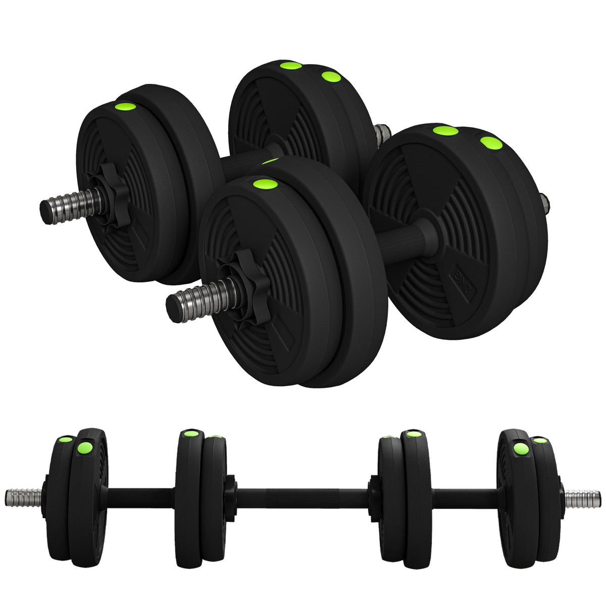 33LBS 2-in-1 Adjustable Barbell & Dumbbells Set, Weights Set with Non-slip Handles for Men and Women Home Gym Training