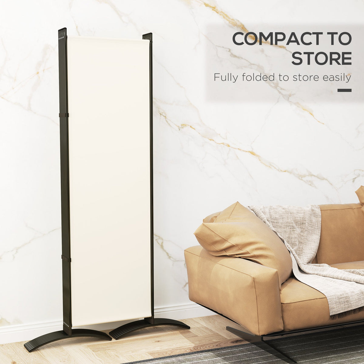 6 Panel Folding Room Divider, UV30+ Privacy Screen, Indoor Outdoor Privacy Panel with Stable Base, Beige