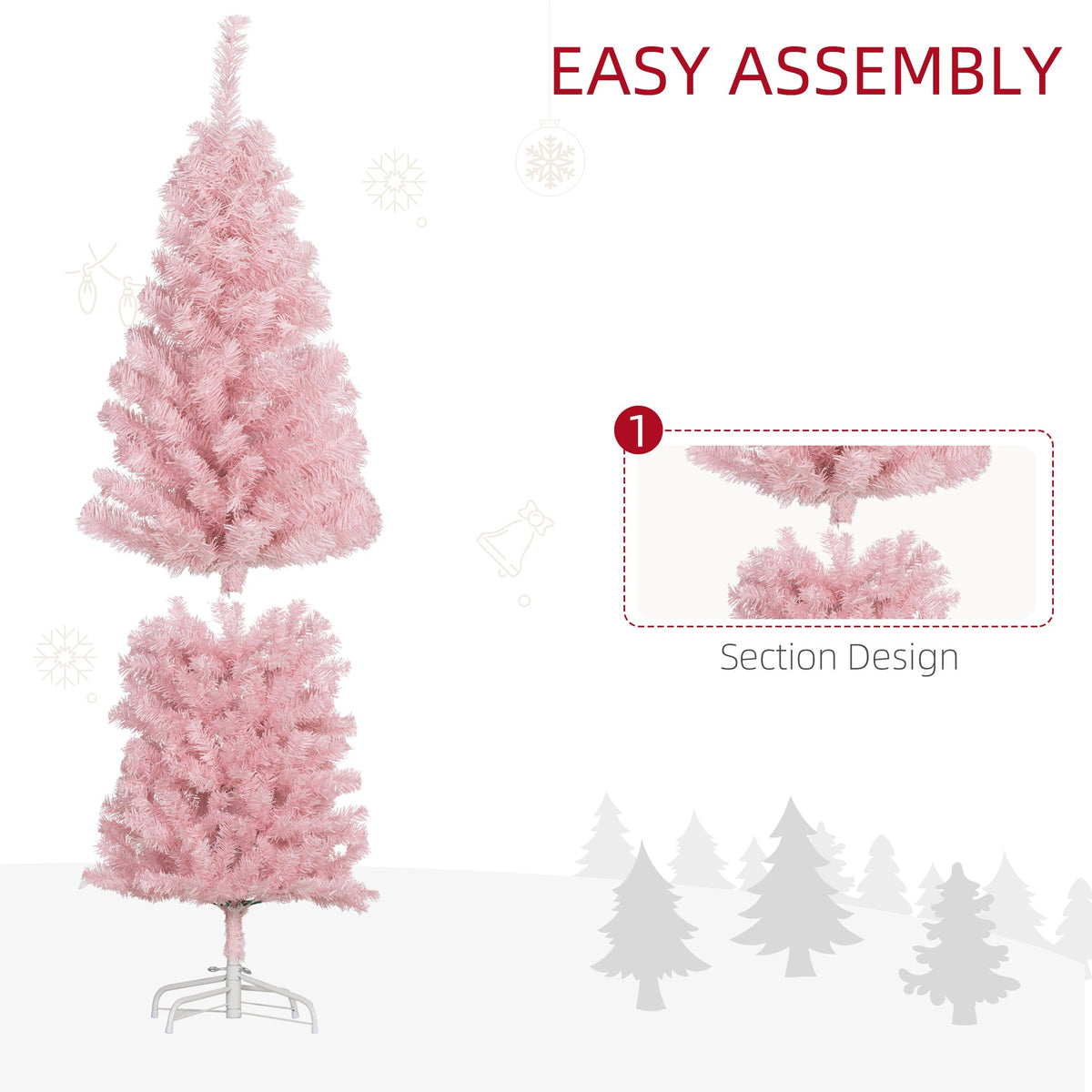 4FT Artificial Christmas Tree Holiday Xmas Holiday Pencil Tree Decoration with Automatic Open for Home Party, Pink
