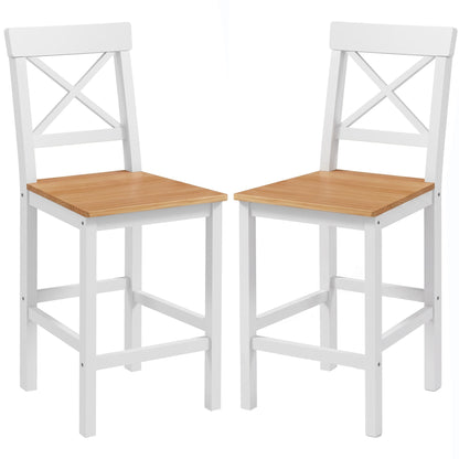 Counter Height Stools Set of 2, Farmhouse Bar Stools with Backs, Solid Wood Counter Stools for Kitchen Island
