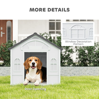 26" Plastic Dog House Outdoor with Air Vents, for Small Medium Dogs, Blue