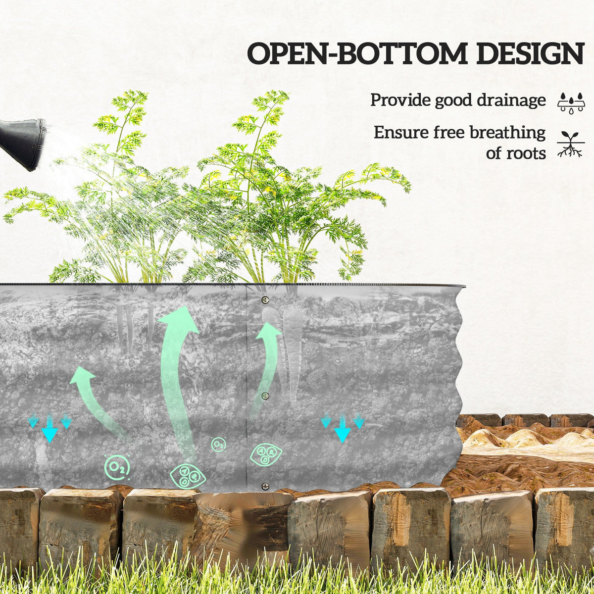 4.9 x 2 x 1ft Galvanized Raised Garden Bed Kit, Metal Planter Box with Safety Edging, Black