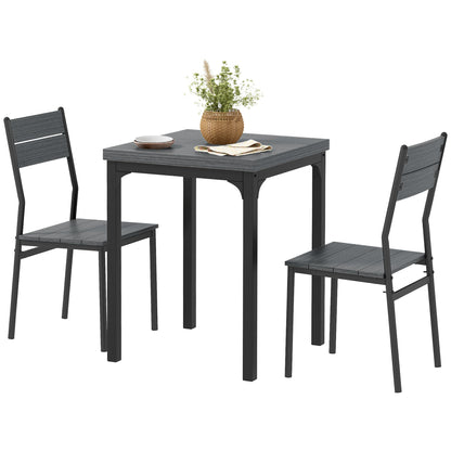 Dining Table Set for 2, 3 Piece Kitchen Table and Chairs with Metal Legs for Small Spaces, Natural Wood