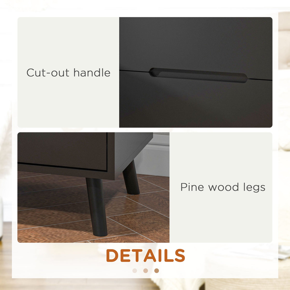 Willow Modern Nightstand/End Table with 2 Drawers-Black