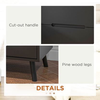 Nightstand, Bedside Table with 2 Drawers, Modern Side End Table with Solid Wood Legs for Bedroom, White