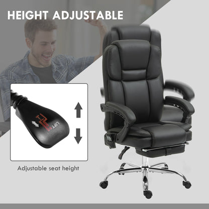 Massage Office Chair, Reclining Executive Office Chair with 6-Point Vibration, Footrest and High Back, Black