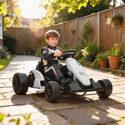 24V Electric Go Kart with Dual 150W Motors, Adjustable Seat & 11.2MPH High Speed, Slow Start, 5-Point Harness, Blue