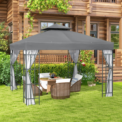 10'x10' Garden Gazebo Patio Canopy Portable Party Event Backyard w/ Mosquito Netting Coffee