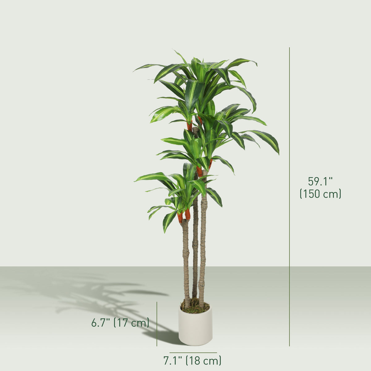 4FT Dracaena Fake Plant, Artificial Plant with Bendable Trunks for Home Office Decor, Green