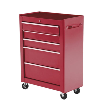 5-Drawer Rolling Tool Cabinet on Wheels, Lockable Tool Chest, Tool Organizer for Garage, Factory and Workshop, Black
