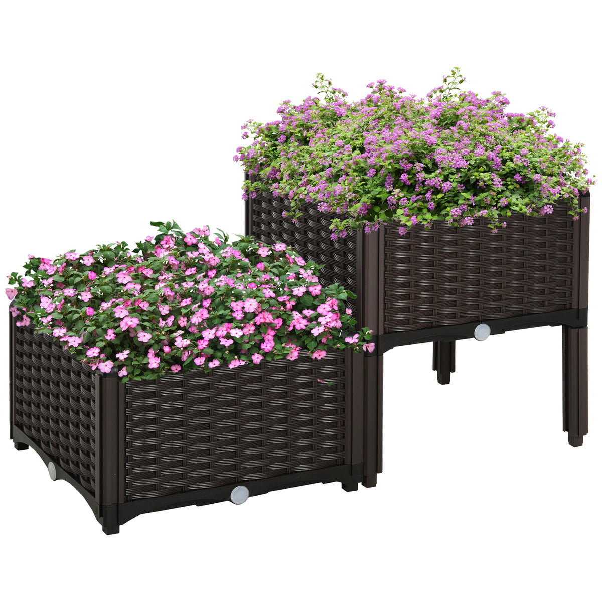 1 Piece Raised Garden Bed PP Raised Flower Bed Vegetable Herb Grow Box Stand Brown