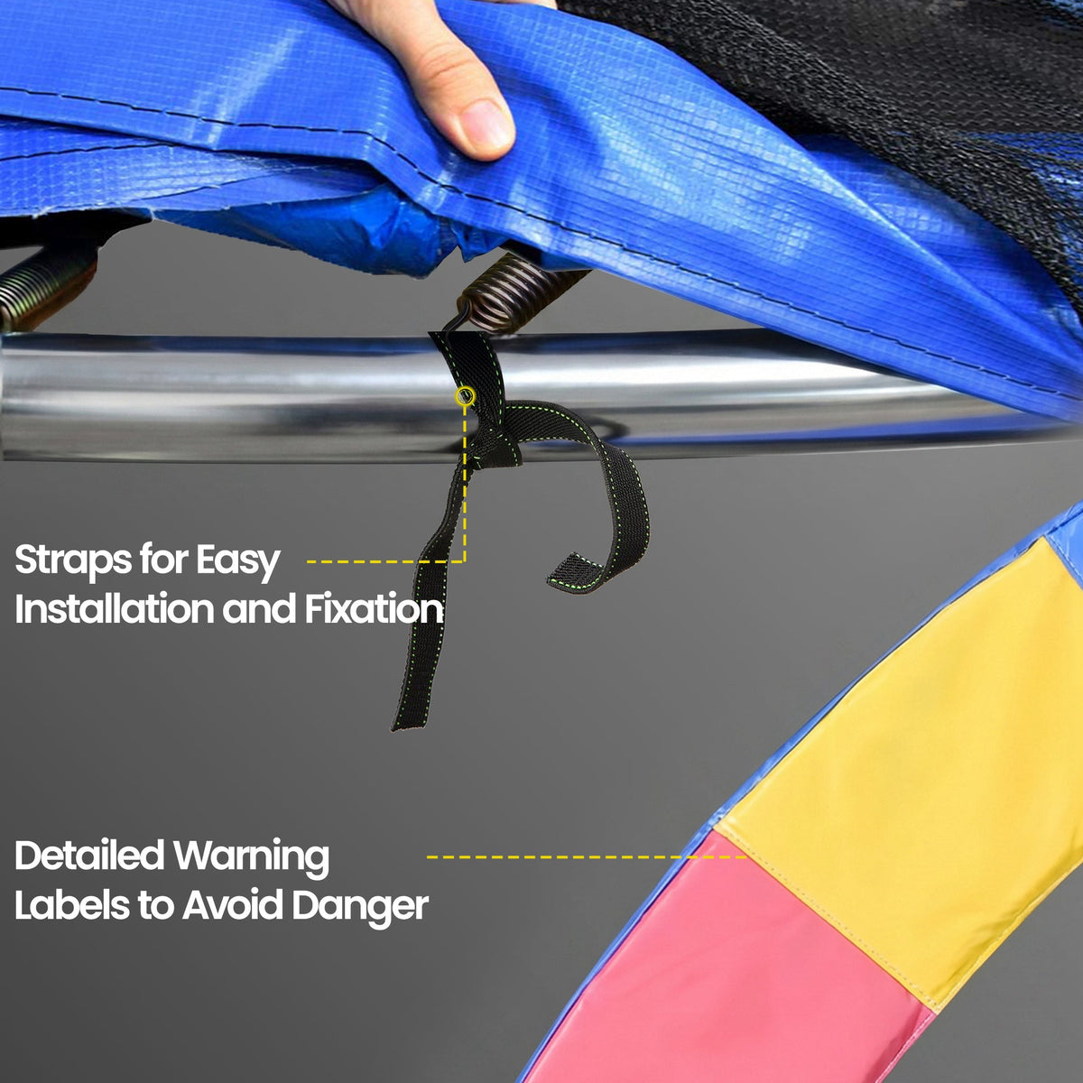Trampoline Pad, 14FT Replacement Trampoline Safety Pad Mat Spring Cover, Water-Resistant, UV-Resistant, Tear-Resistant, No Holes for Pole, Blue