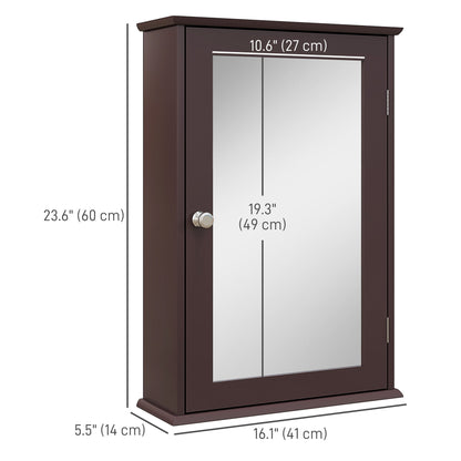 Bathroom Mirror Cabinet, Wall Mounted Medicine Cabinet with Door and Shelves, White