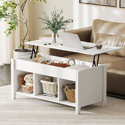 Lift Top Coffee Table, Modern Center Table with Storage Shelves and Hidden Compartment for Living Room, 41" L, Espresso