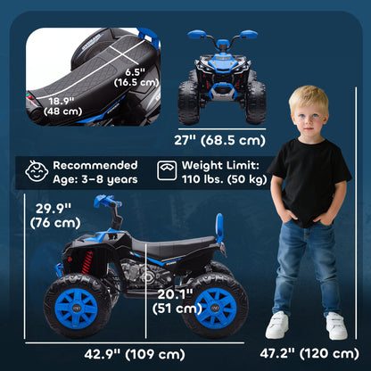 2-Seater All-Terrain 4 Wheeler, 24V Kids ATV Ride-On, Electric Quad Car with Dual Motor, for Boys and Girls, Black