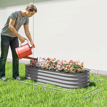 4.9 x 2 x 1ft Galvanized Raised Garden Bed Kit, Metal Planter Box with Safety Edging, Black