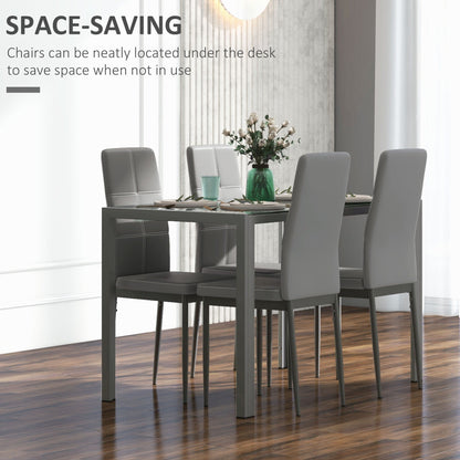 Zaya 5-Piece Rectangular Glass Dining Set for Small Spaces-Grey