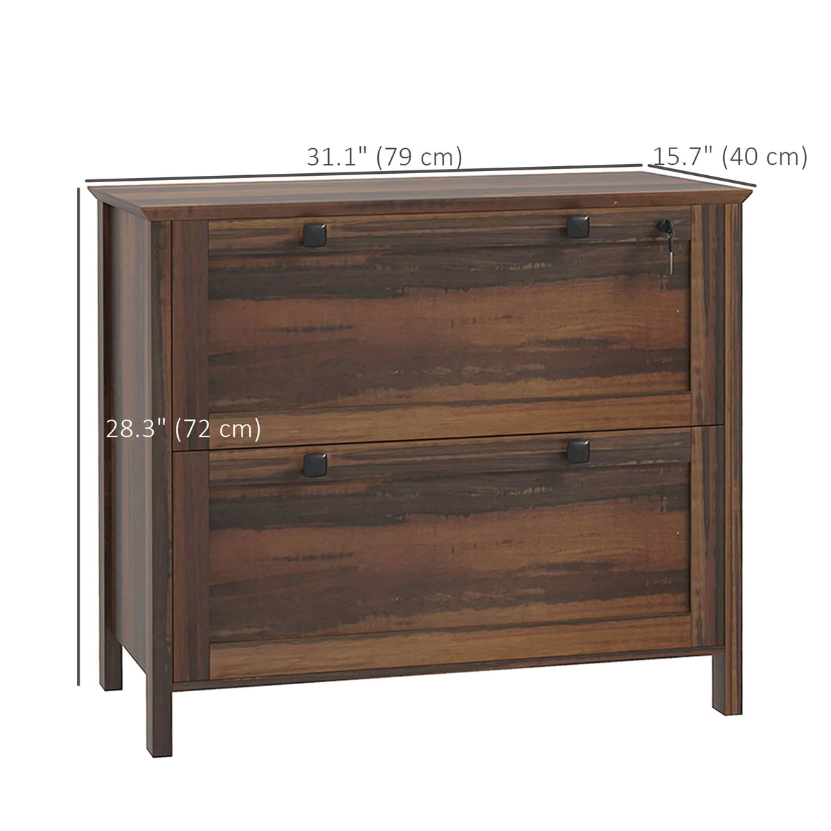 2 Drawer File Cabinet, Lockable Filing Cabinet with Adjustable Hanging Bar for Letter, A4 and Legal Size, Black