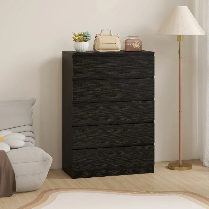 Ali Chest with 5 Drawers for Bedroom and Closets-Black