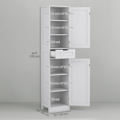 Freestanding Bathroom Cabinet with Drawer and 2 Doors, Tall Bathroom Cupboard for Kitchen, Study, Living Room