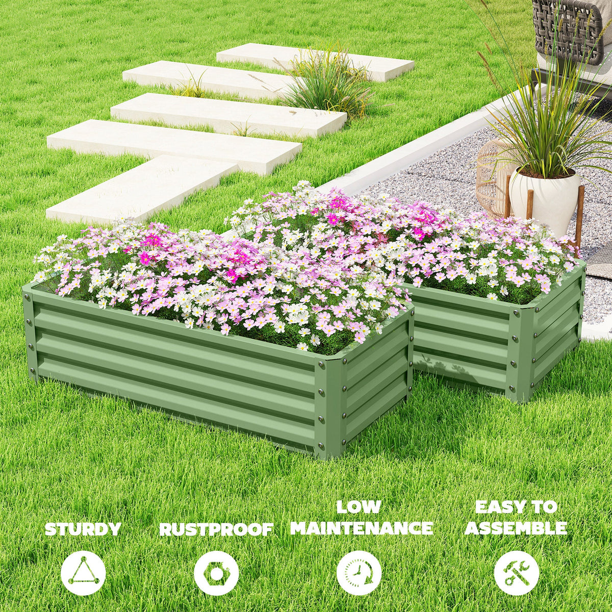 Galvanized Raised Garden Beds, Outdoor Planter Box, Set of 2, for Flowers, Herbs and Vegetables, Black