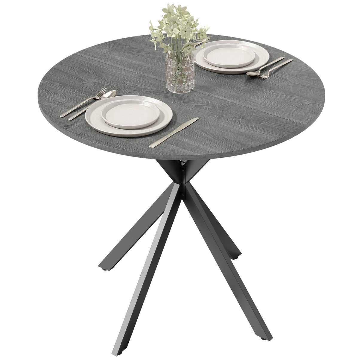31.5" Industrial Round Dining Table - White Oak
