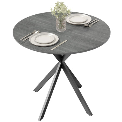 31.5" Industrial Round Dining Table - White Oak
