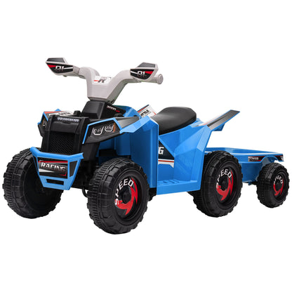 6V Electric Toy Car with Back Trailer, Forward Backward, Wear-Resistant Wheels for Ages 18-36 Months, Red