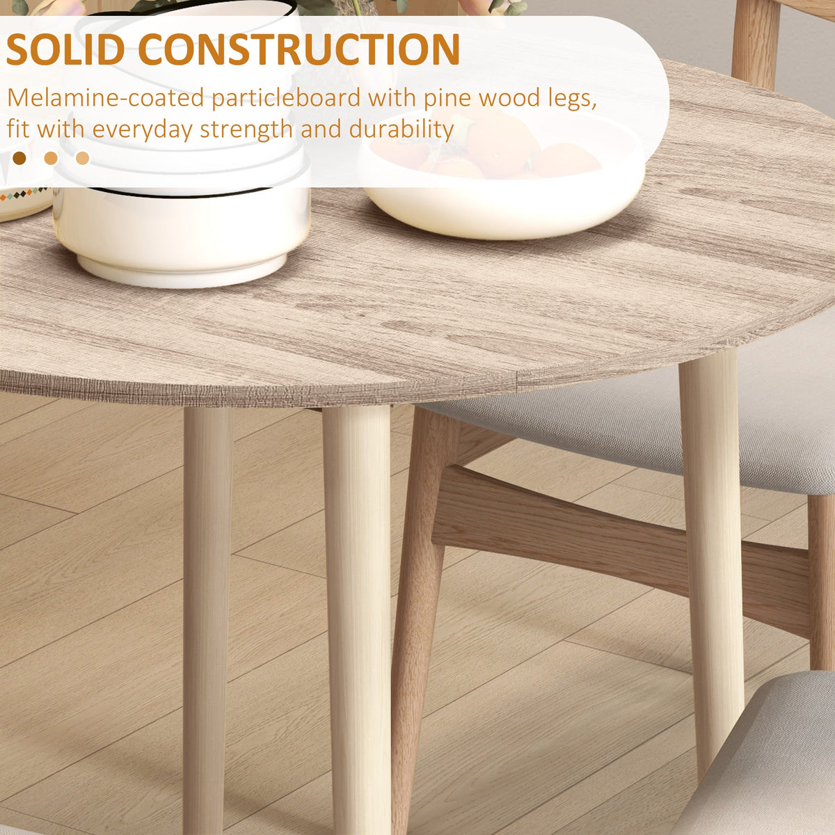 Merrill Round Drop-Leaf/Folding Dining Table for Small Spaces-Oak