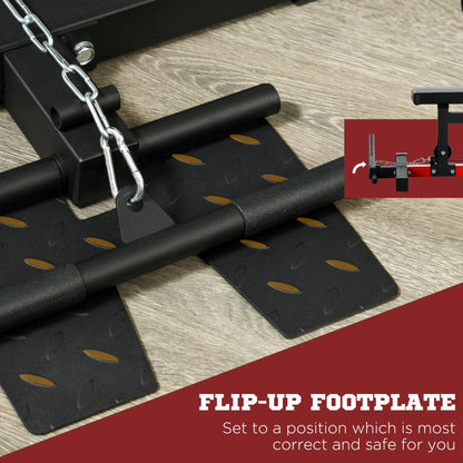 Lat Pull Down Machine, High / Low Pulley Machine with Adjustable Seat and Flip-Up Footplate, Black