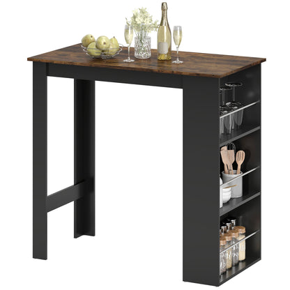 Bar Table Counter Height Dining Table with 3 Storage Shelves for Kitchen, Dining Room, Living Room, Natural