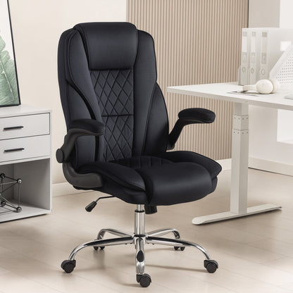 Hayden Executive Fabric Office Chair with Flip-up Armrest-Black