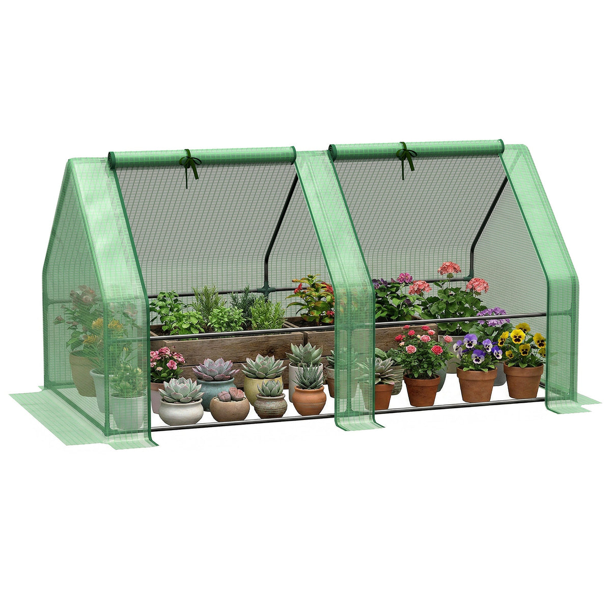 Portable Mini Greenhouse Tunnel Growing Tent Plants Flower Warm House w/ Zippered Roll-up Doors, Clear
