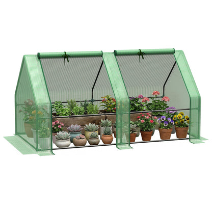 Portable Mini Greenhouse Tunnel Growing Tent Plants Flower Warm House w/ Zippered Roll-up Doors, Clear