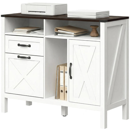 Lateral Filing Cabinet for Letter/A4 Hanging Files, File Cabinet with Open Compartments for Home Office, White
